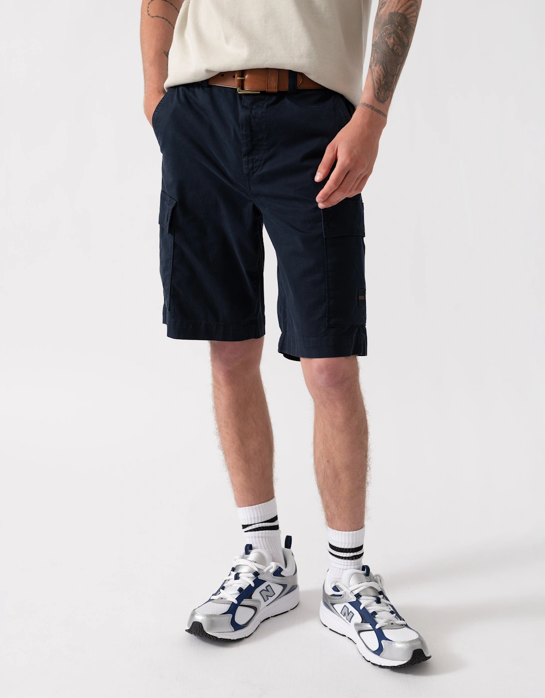 BOSS Orange Sisla Mens Cargo Shorts - Dark Blue 404, 6 of 5