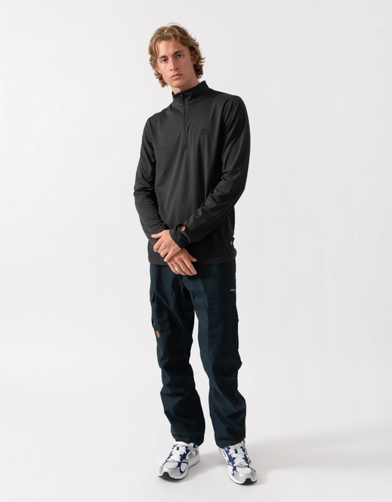 Fjallraven Abisko Day Hike Half Zip Mens Long Sleeve Top - Black 550