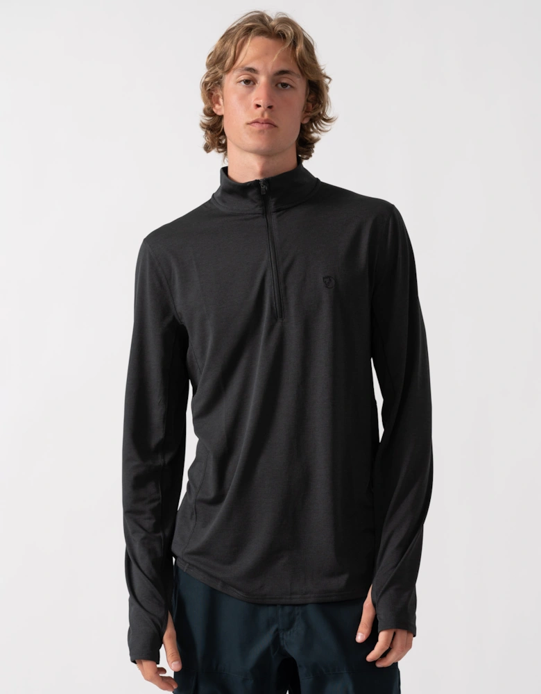 Fjallraven Abisko Day Hike Half Zip Mens Long Sleeve Top - Black 550