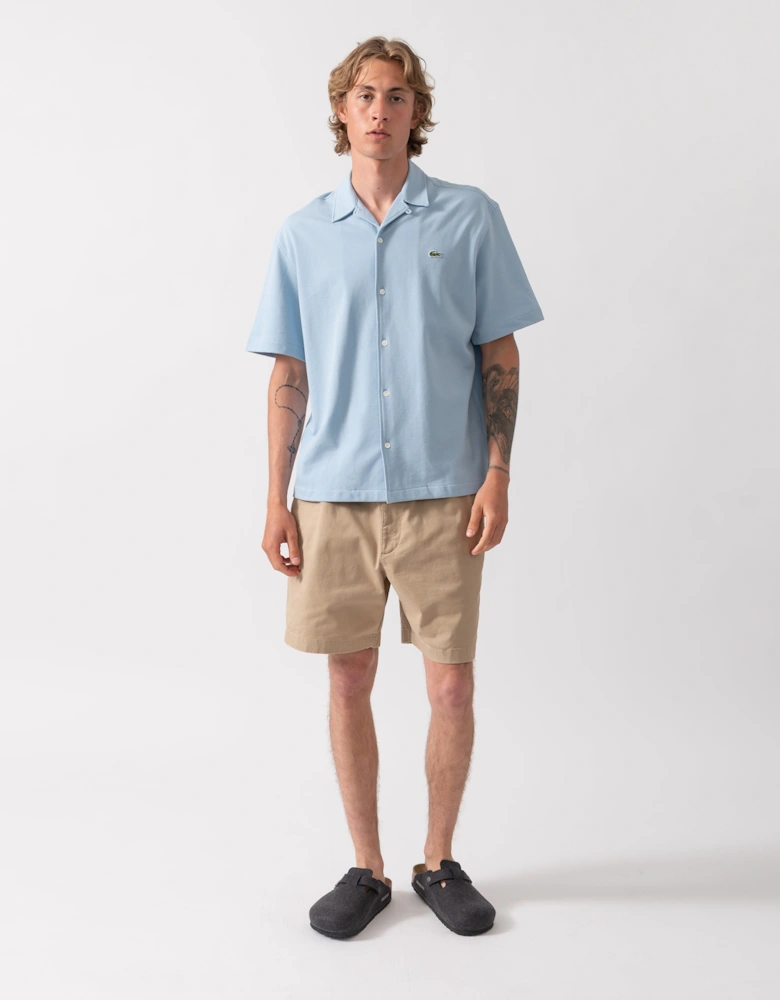 Lacoste Relaxed Fit Short Sleeved Mens Piqué Shirt - Chambray HBA