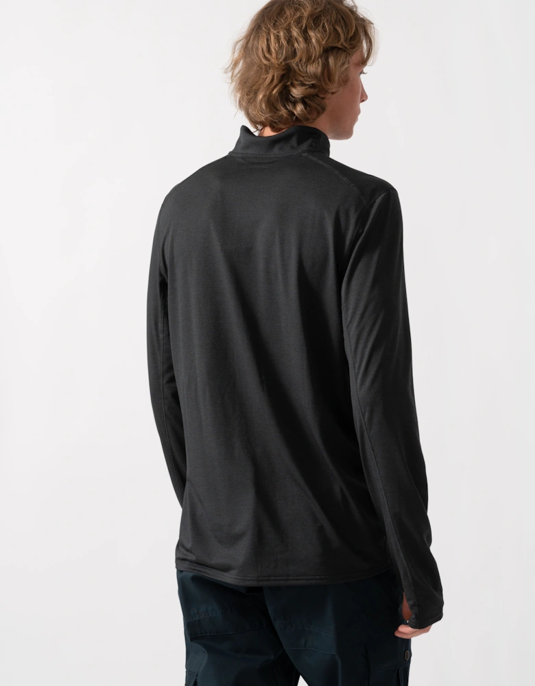 Fjallraven Abisko Day Hike Half Zip Mens Long Sleeve Top - Black 550