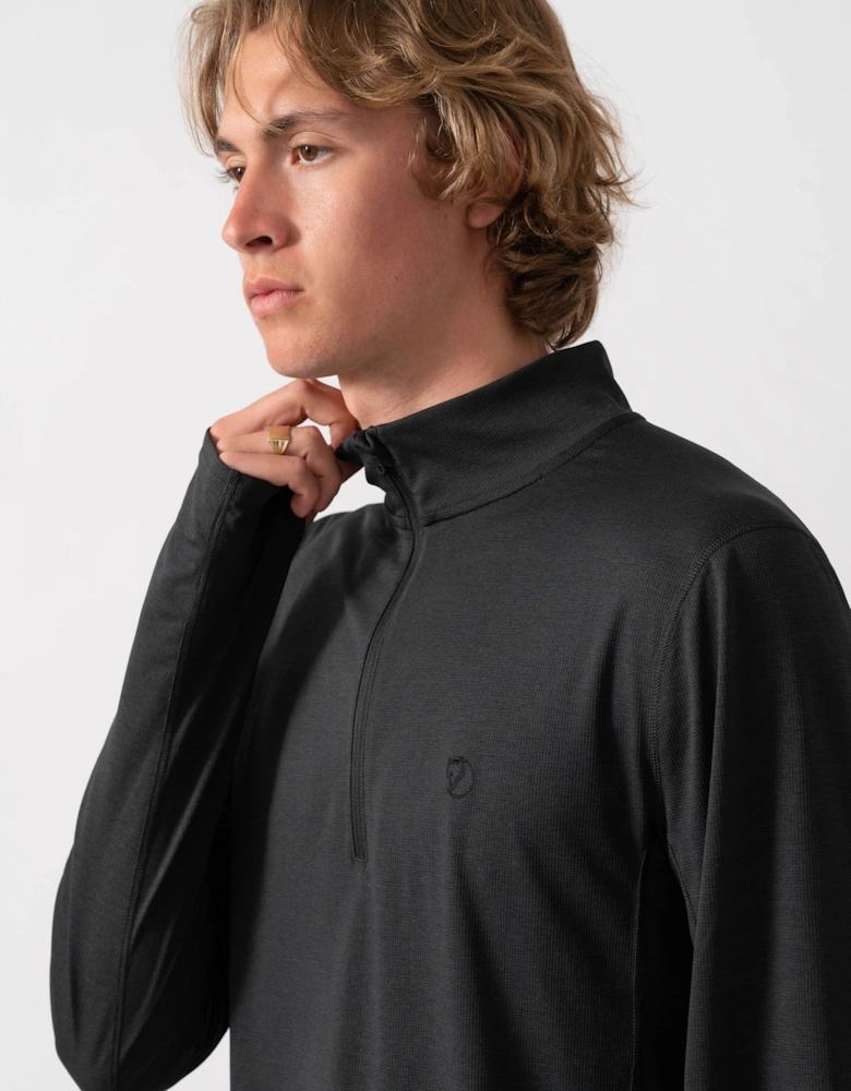 Fjallraven Abisko Day Hike Half Zip Mens Long Sleeve Top - Black 550