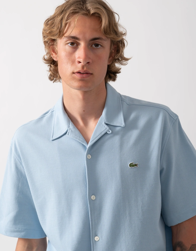 Lacoste Relaxed Fit Short Sleeved Mens Piqué Shirt - Chambray HBA