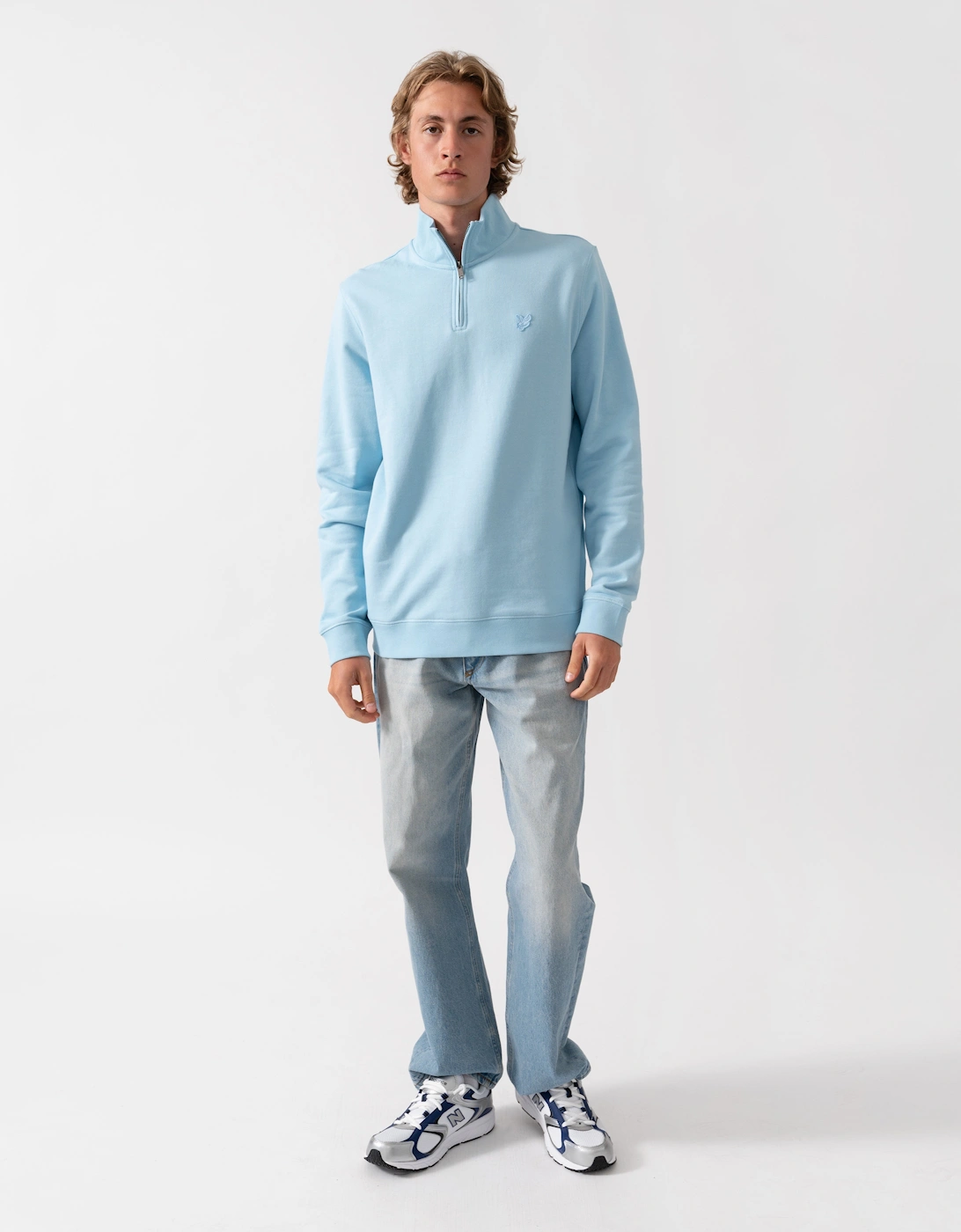 Lyle & Scott Superfine Mens Quarter Zip Sweatshirt - Y075 Airy Blue, 5 of 4