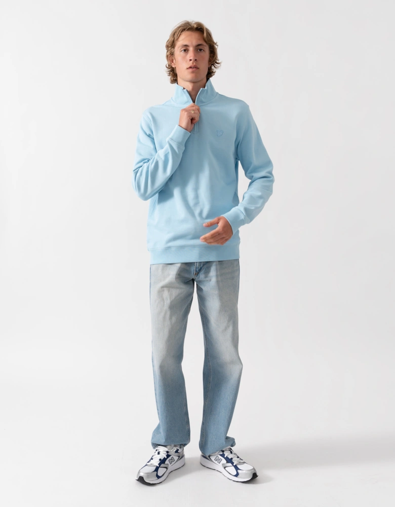 Lyle & Scott Superfine Mens Quarter Zip Sweatshirt - Y075 Airy Blue