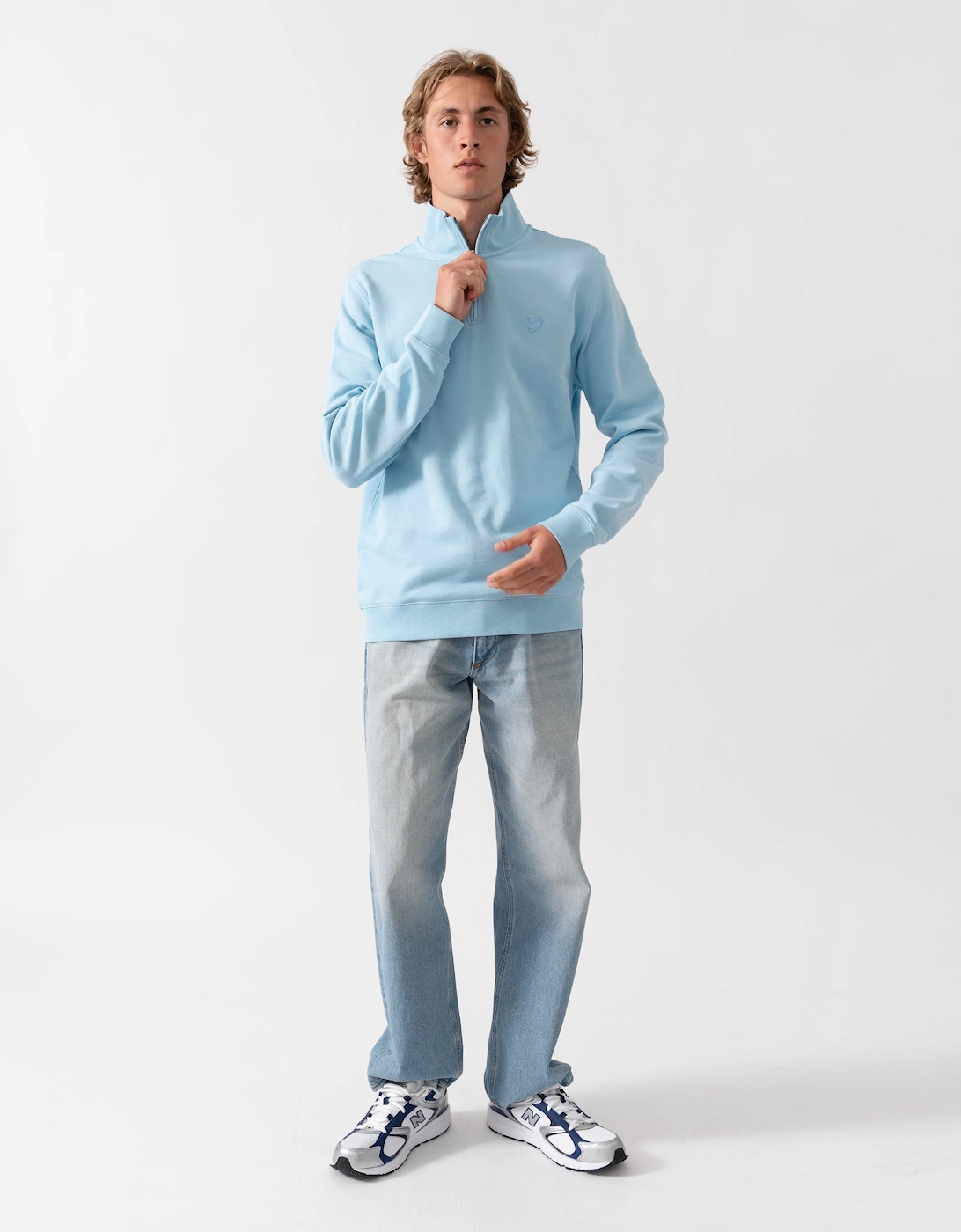 Lyle & Scott Superfine Mens Quarter Zip Sweatshirt - Y075 Airy Blue