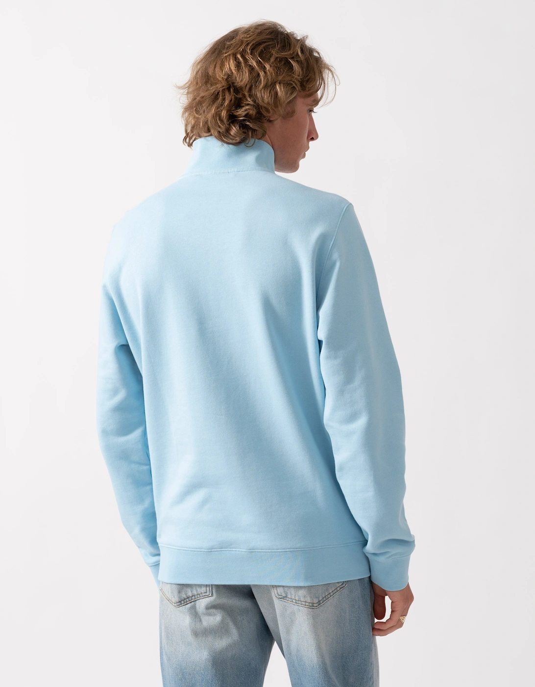 Lyle & Scott Superfine Mens Quarter Zip Sweatshirt - Y075 Airy Blue