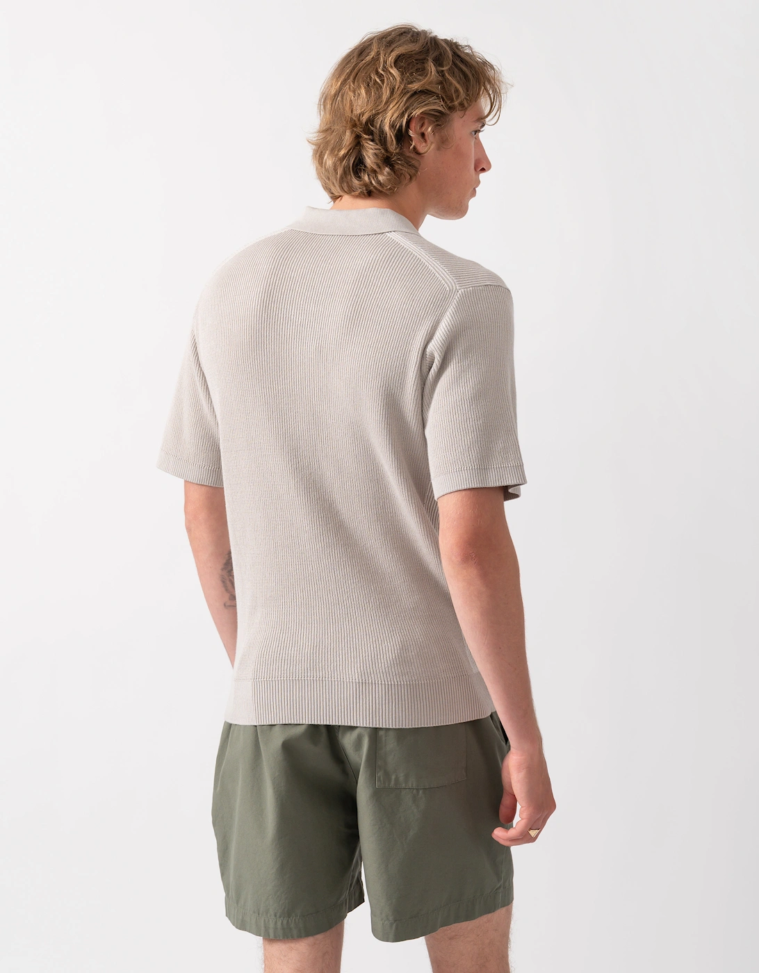 BOSS Orange Aravolo Mens Short Sleeve Knit Polo Shirt - Open Grey 070