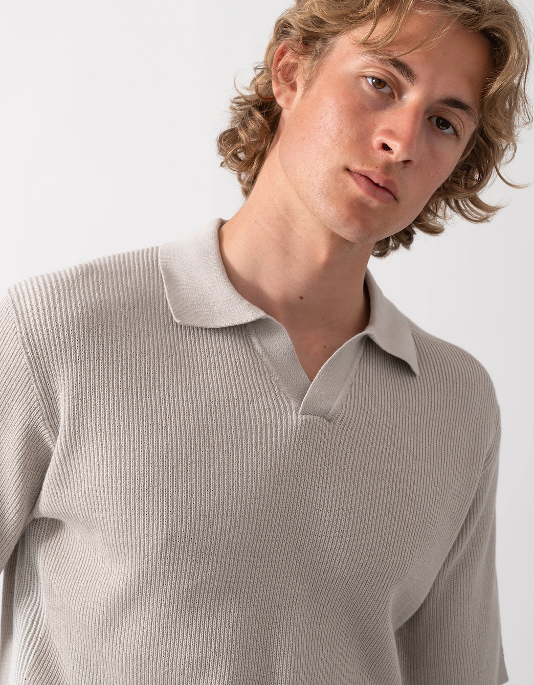 BOSS Orange Aravolo Mens Short Sleeve Knit Polo Shirt - Open Grey 070