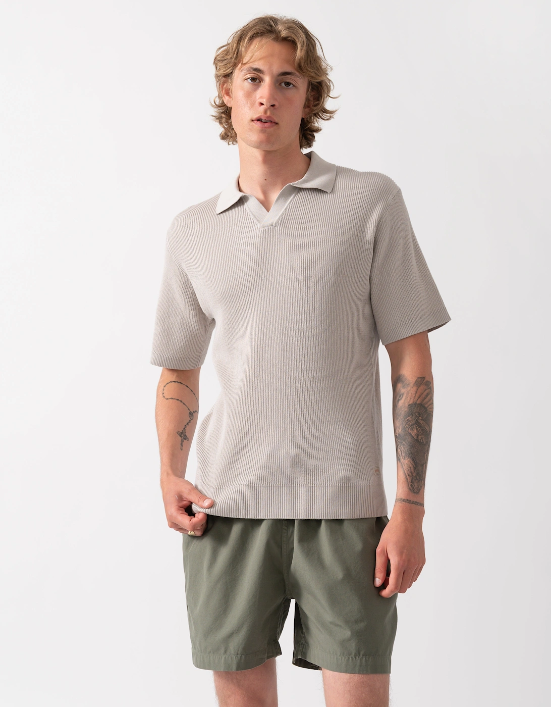 BOSS Orange Aravolo Mens Short Sleeve Knit Polo Shirt - Open Grey 070, 5 of 4