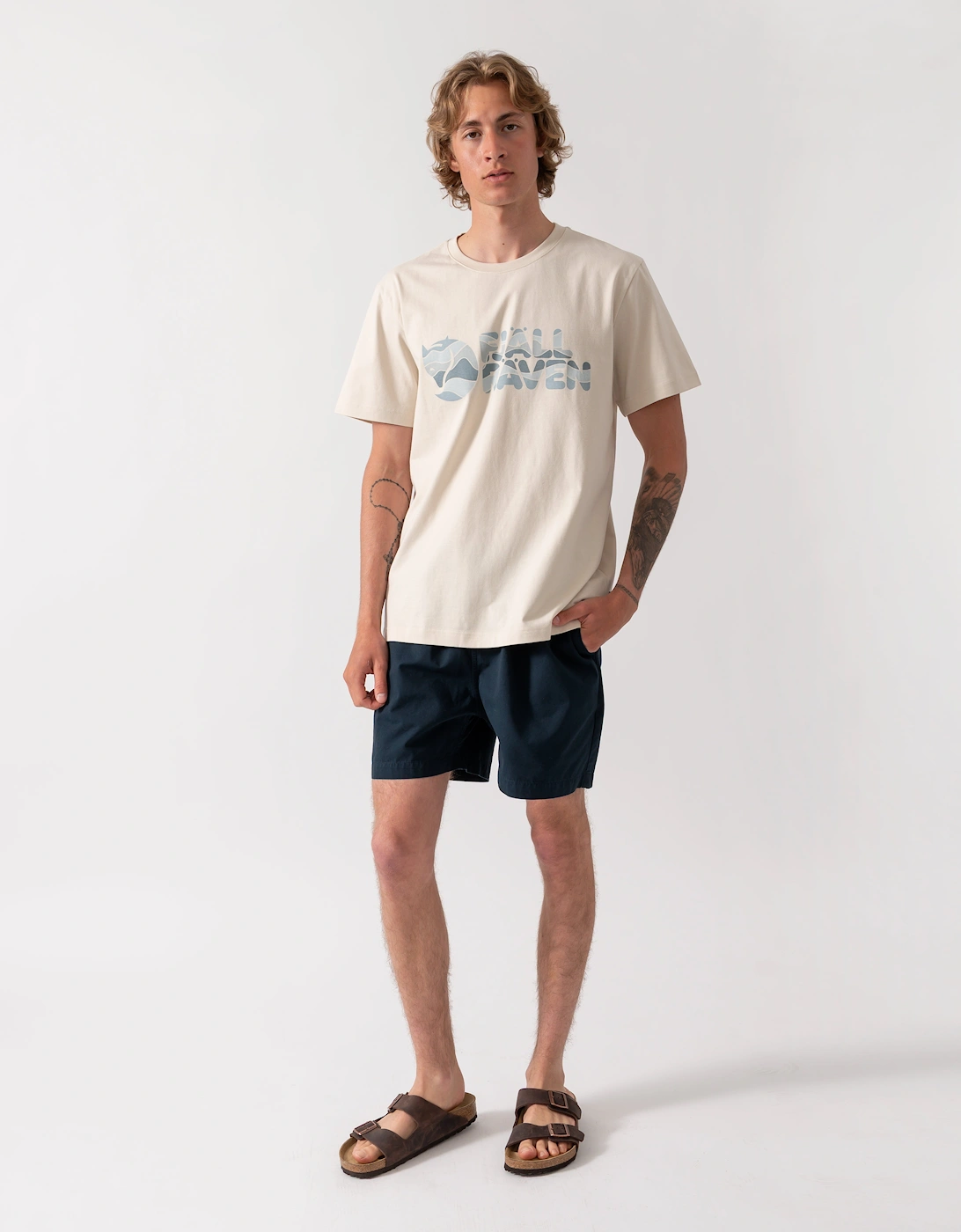 Fjallraven Multicolor Logo Mens T-Shirt - Chalk White 113