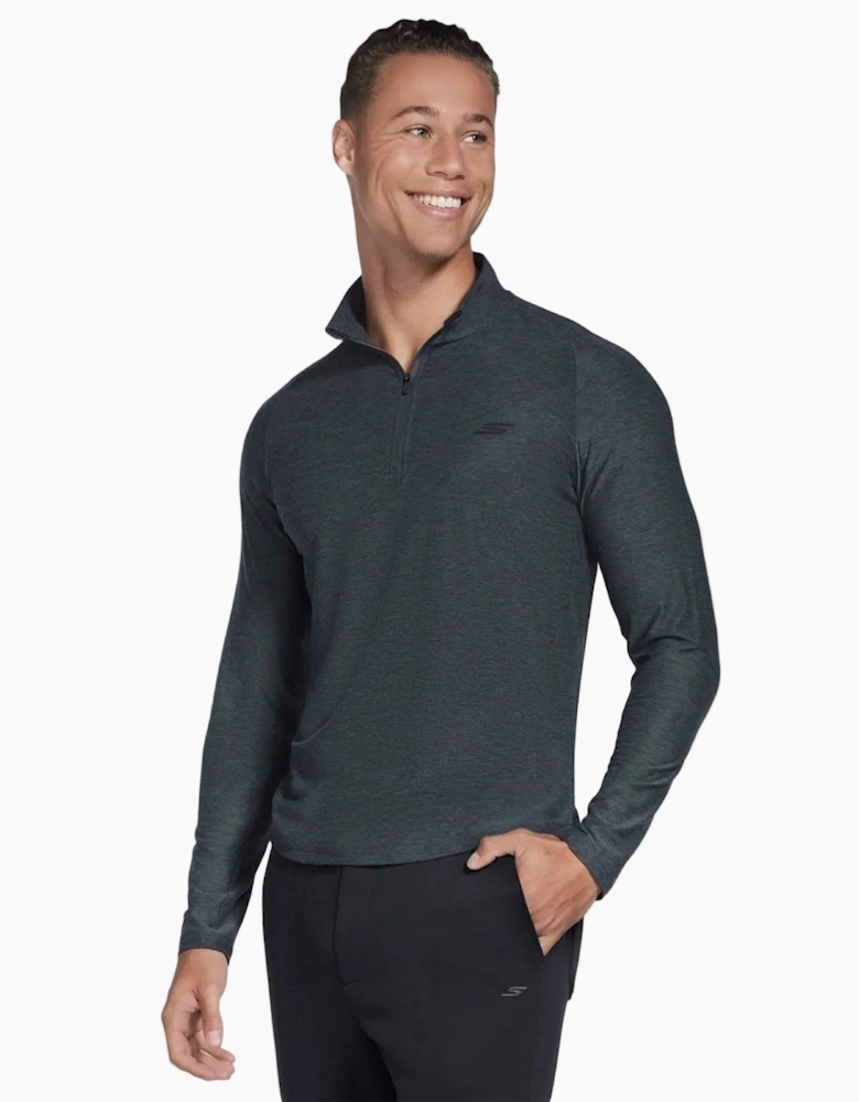 Skechers GO DRI All Day Performance 1/4 Zip Polyester Men's Black Activewear T-Shirts