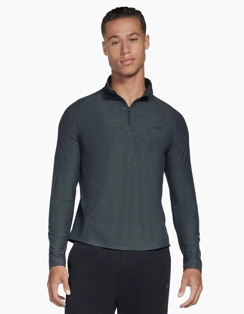 Skechers GO DRI All Day Performance 1/4 Zip Polyester Men's Black Activewear T-Shirts
