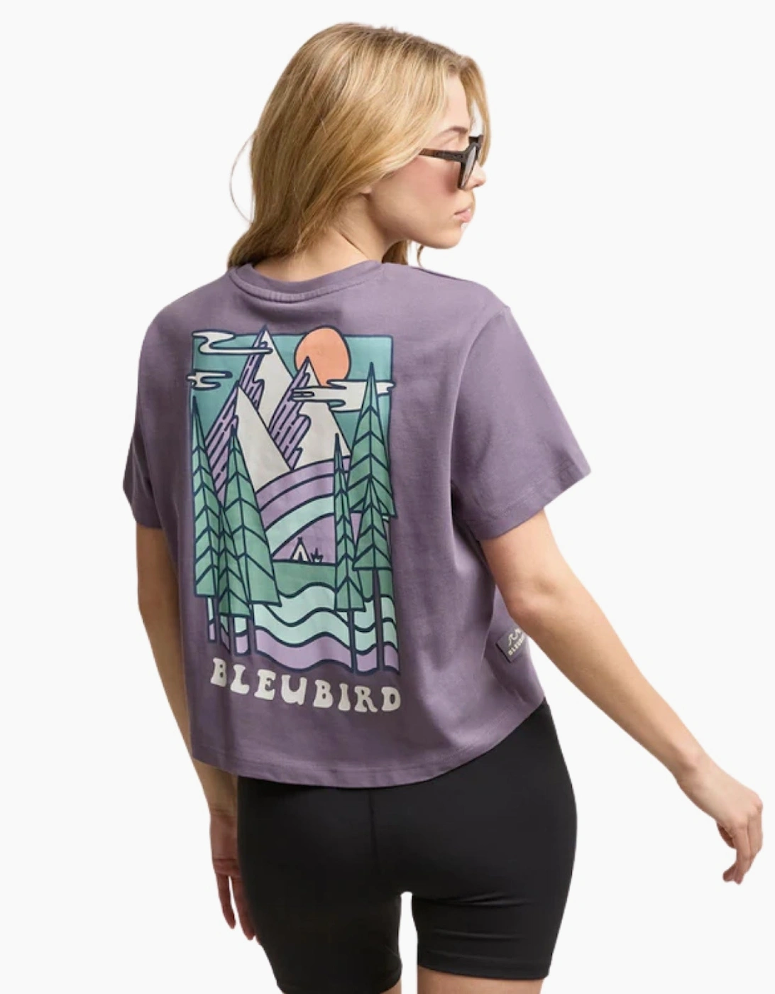 Bleubird Women's Purple Trailhead Cropped Short Sleeve T-Shirt  10/8 S