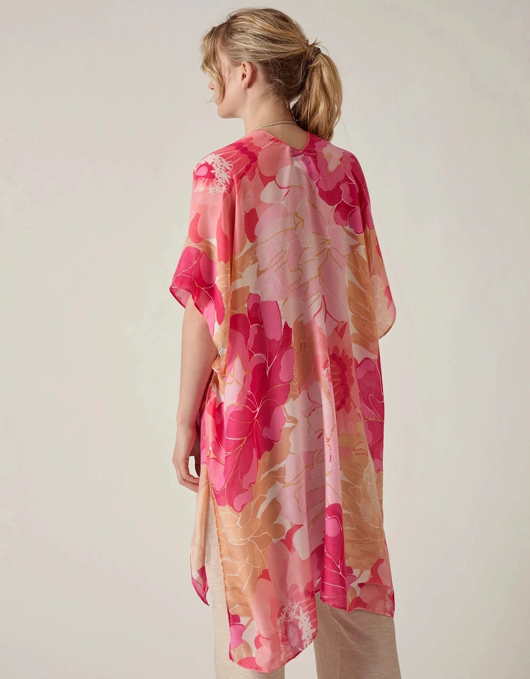 Pink Peony Print Kaftan