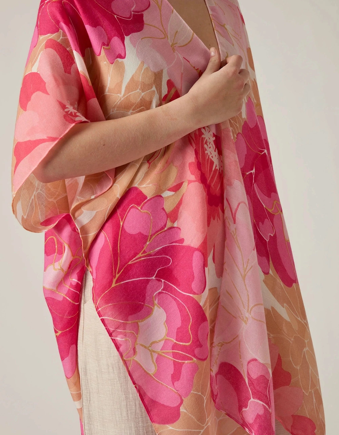 Pink Peony Print Kaftan