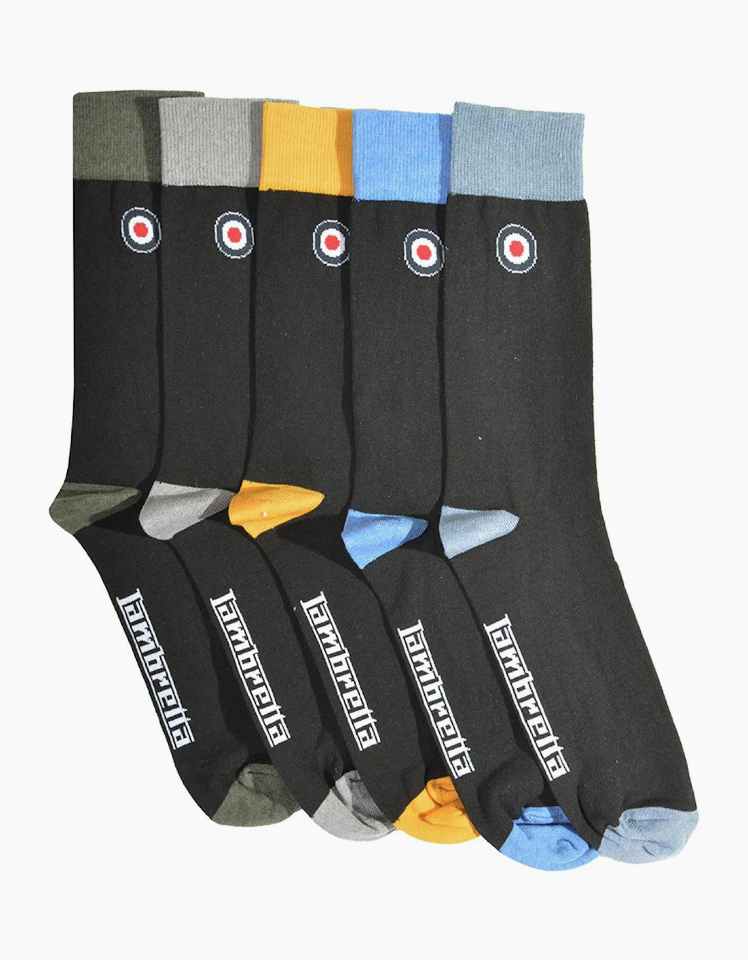 Lambretta Mens 5 Pack Contrast Crew Socks