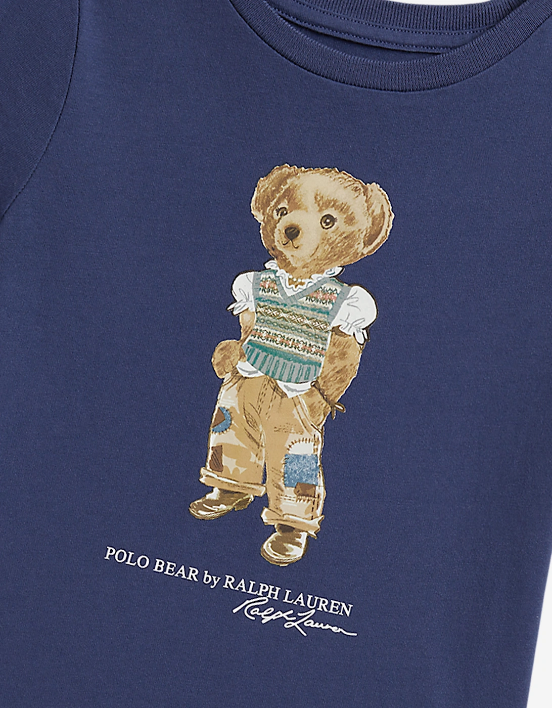 Ralph Lauren Girls Polo Bear Jersey Dress in Blue