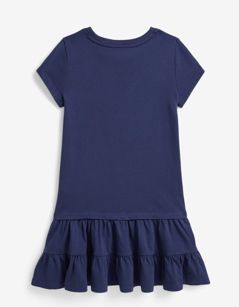 Ralph Lauren Girls Polo Bear Jersey Dress in Blue