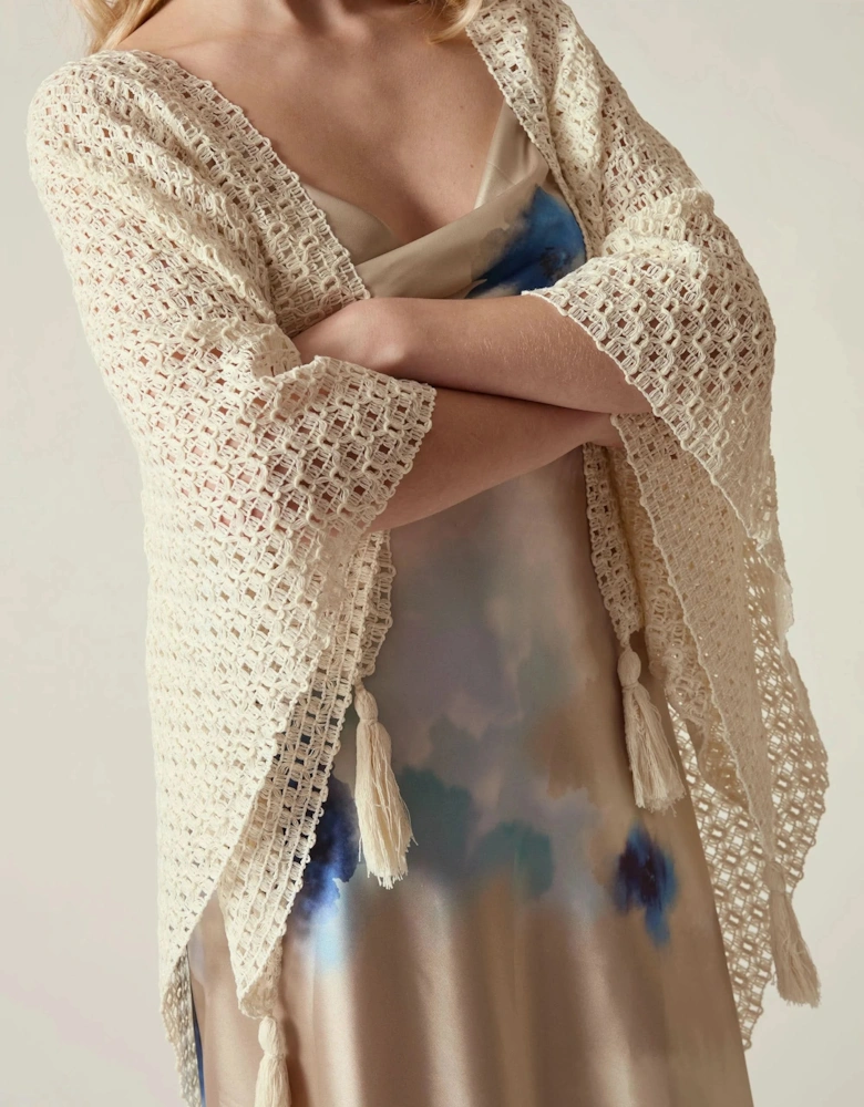 Cream Lattice Knit Kaftan