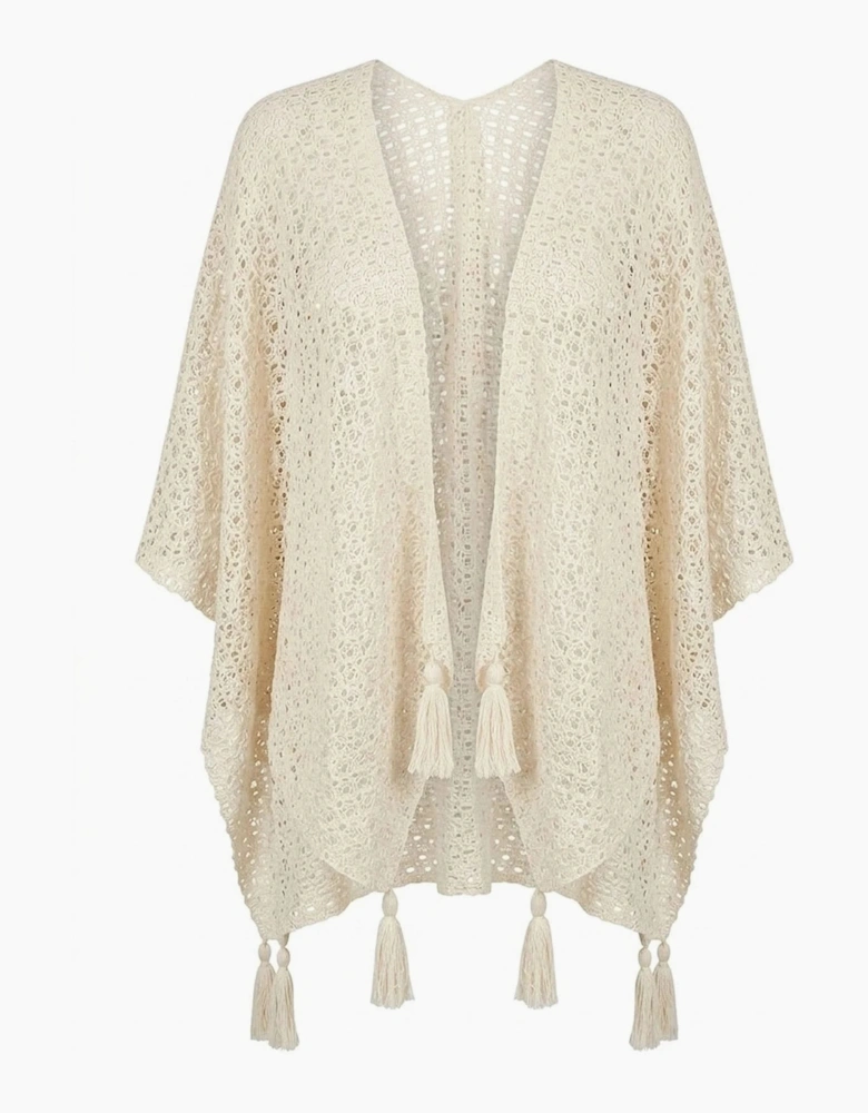 Cream Lattice Knit Kaftan