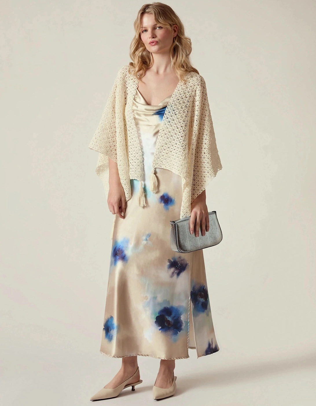 Cream Lattice Knit Kaftan