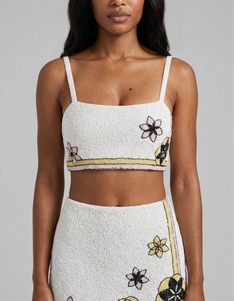 Mei Flattering Summer Luxe Co-ord Top - White
