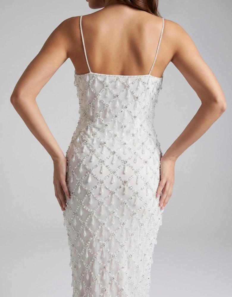 Calliope Luxury Crystal Maxi Party Dress Multi Colour in Stock