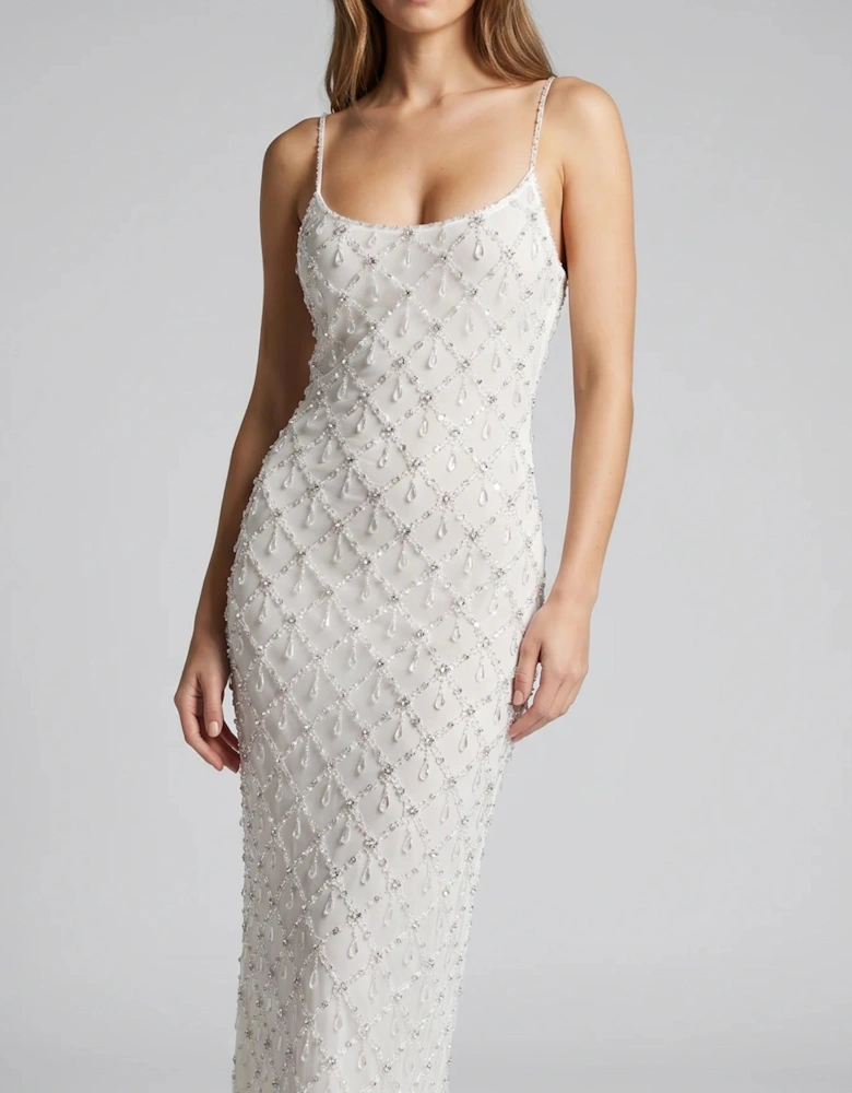 Calliope Luxury Crystal Maxi Party Dress Multi Colour in Stock