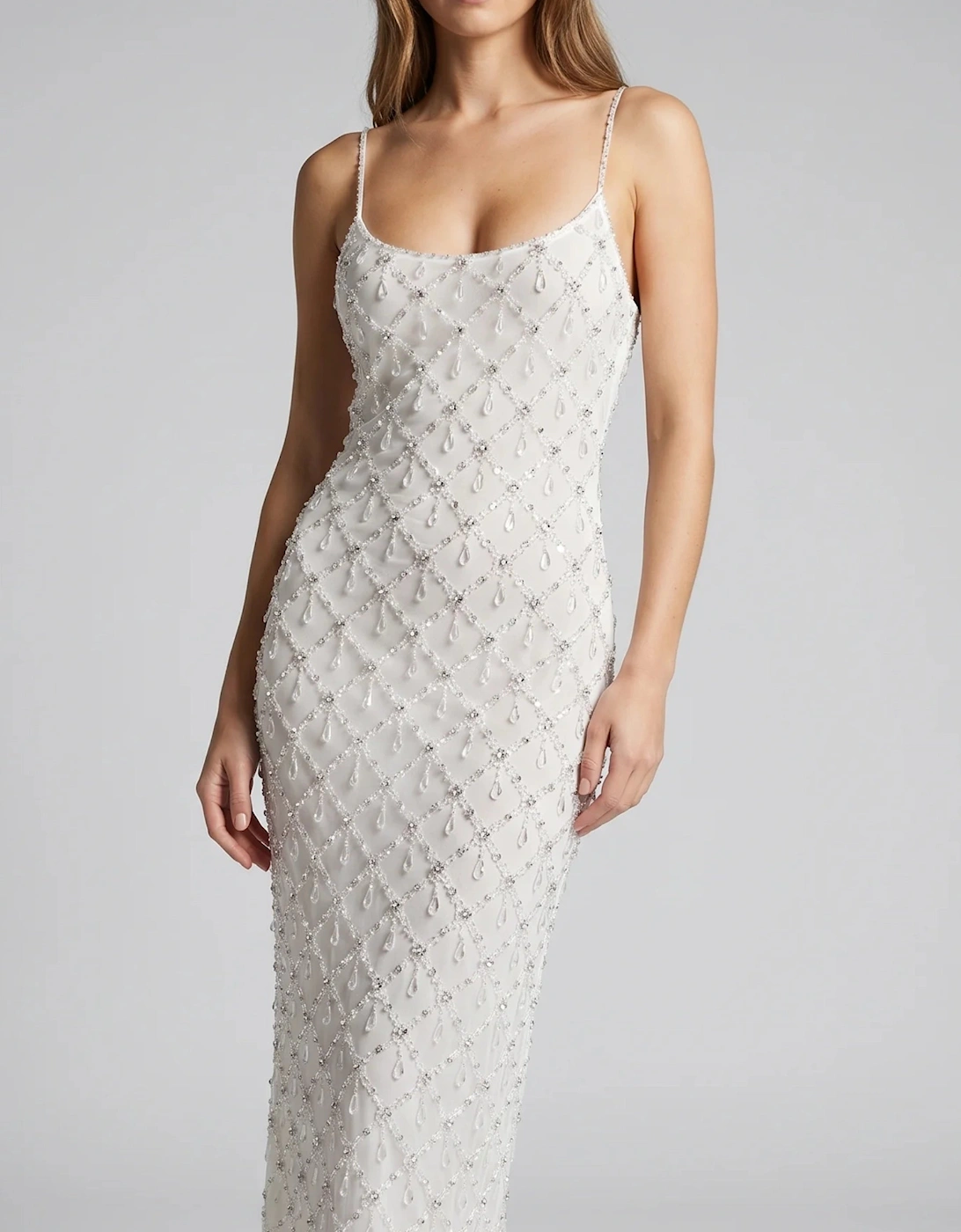 Calliope Luxury Crystal Maxi Party Dress Multi Colour in Stock