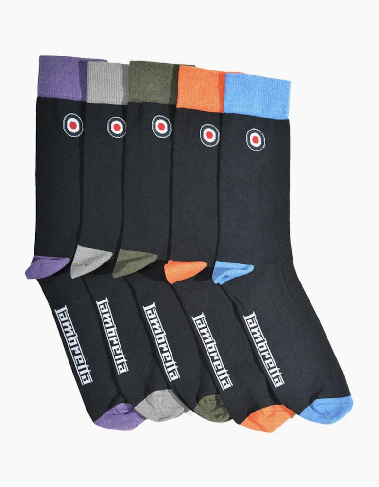 Lambretta Mens 5 Pack Contrast Crew Socks