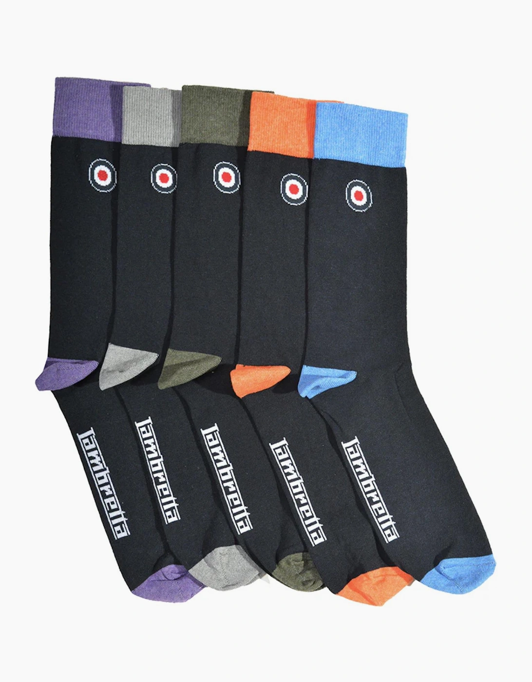 Lambretta Mens 5 Pack Contrast Crew Socks