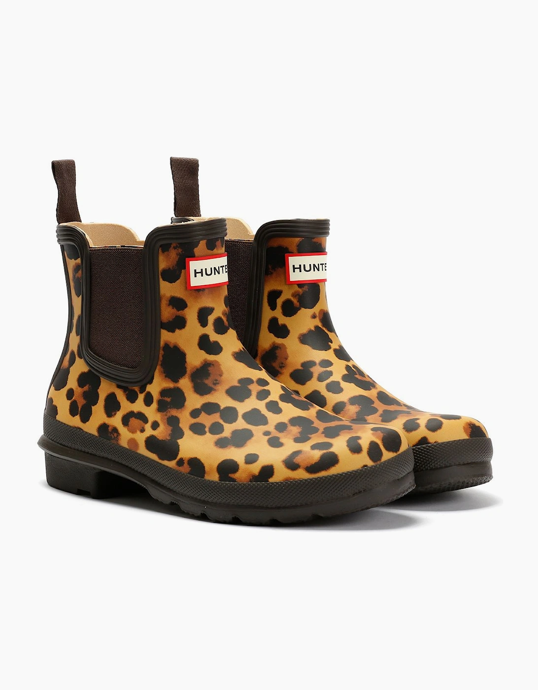 Women's Hunter Original Chelsea Rubber Women's Leopard Wellington Boots - Brown - Size: 4
