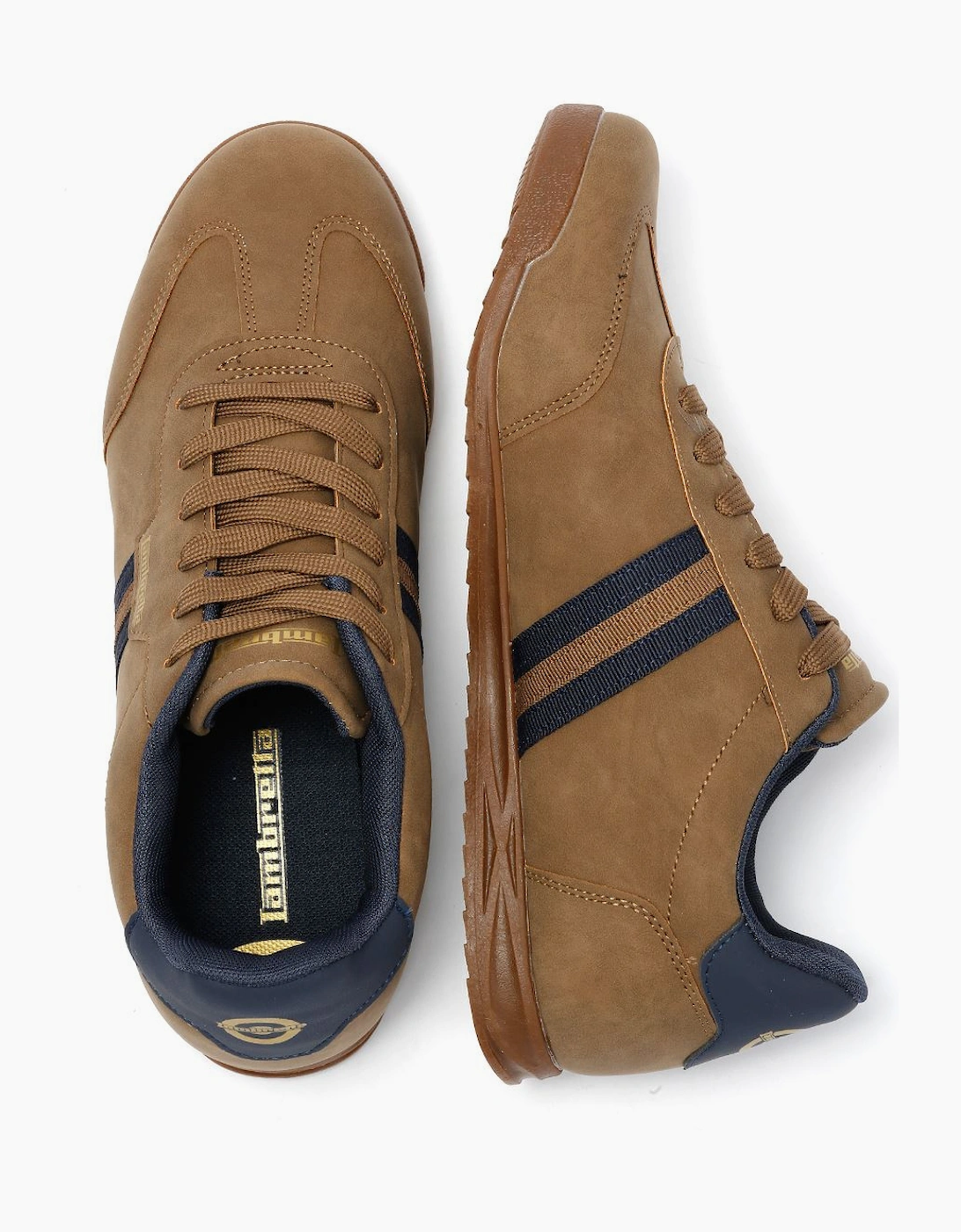Lambretta Tackle Men's Taupe/Navy Trainers