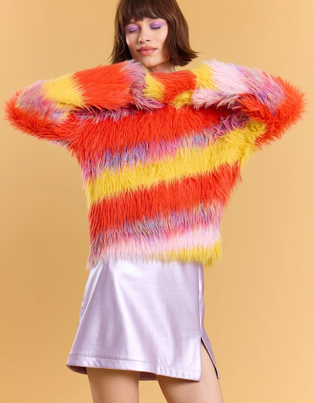 Banana Peel Cashmere Rainbow Cropped Jumper, 6 of 5
