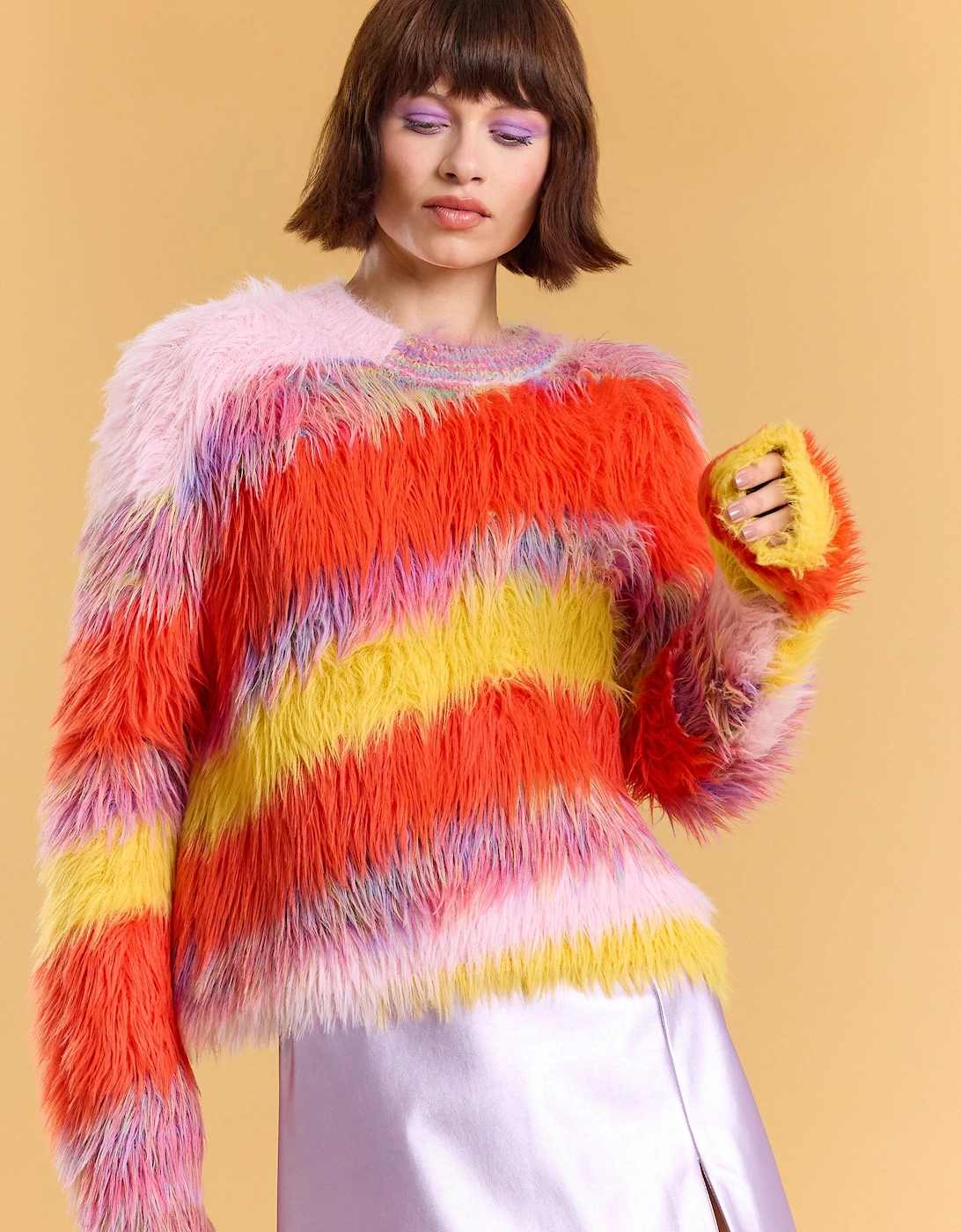 Banana Peel Cashmere Rainbow Cropped Jumper