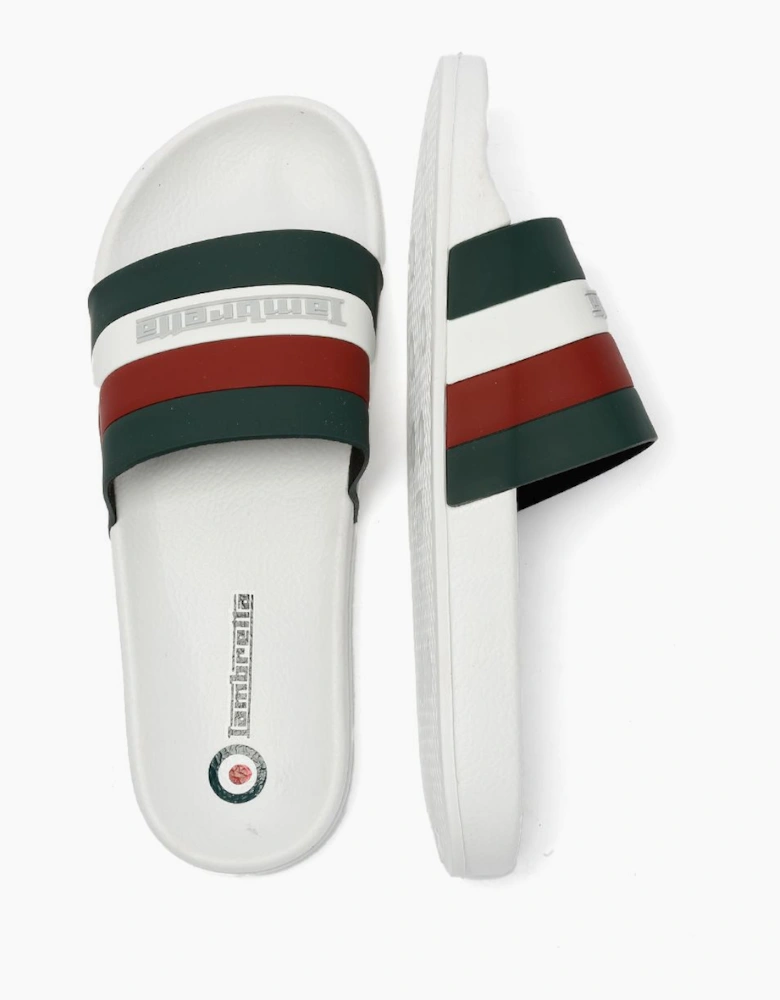 Lambretta Prince Men's White/Green Slides