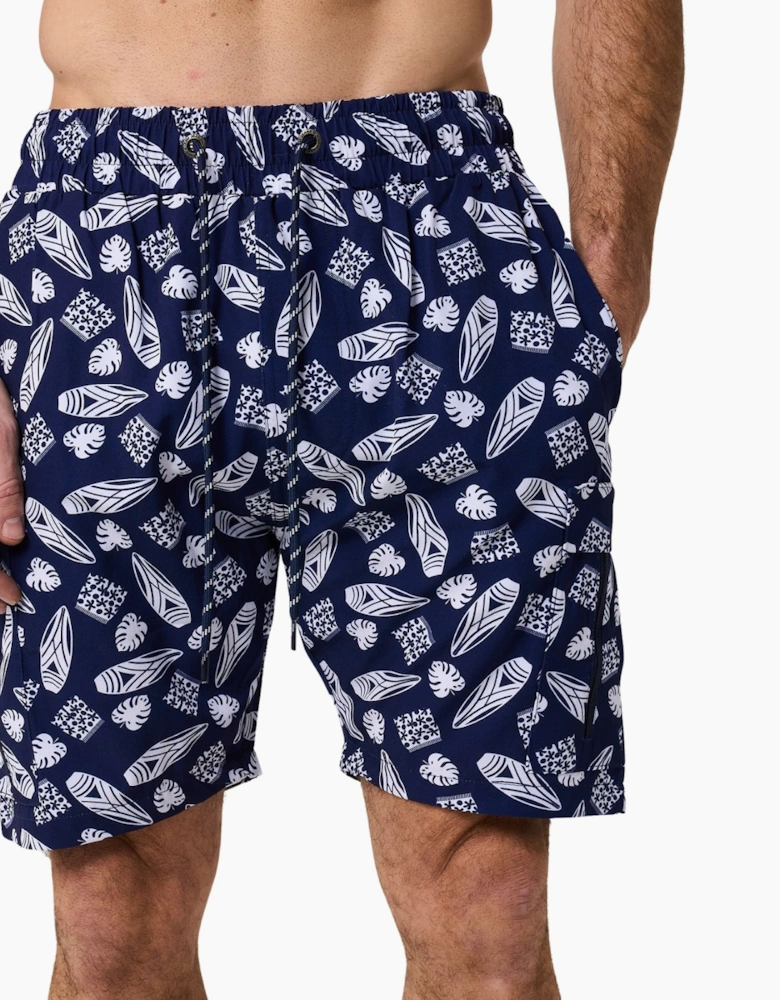 Kam Mens Surf Geo Print Big & Tall Stretch Swim Shorts