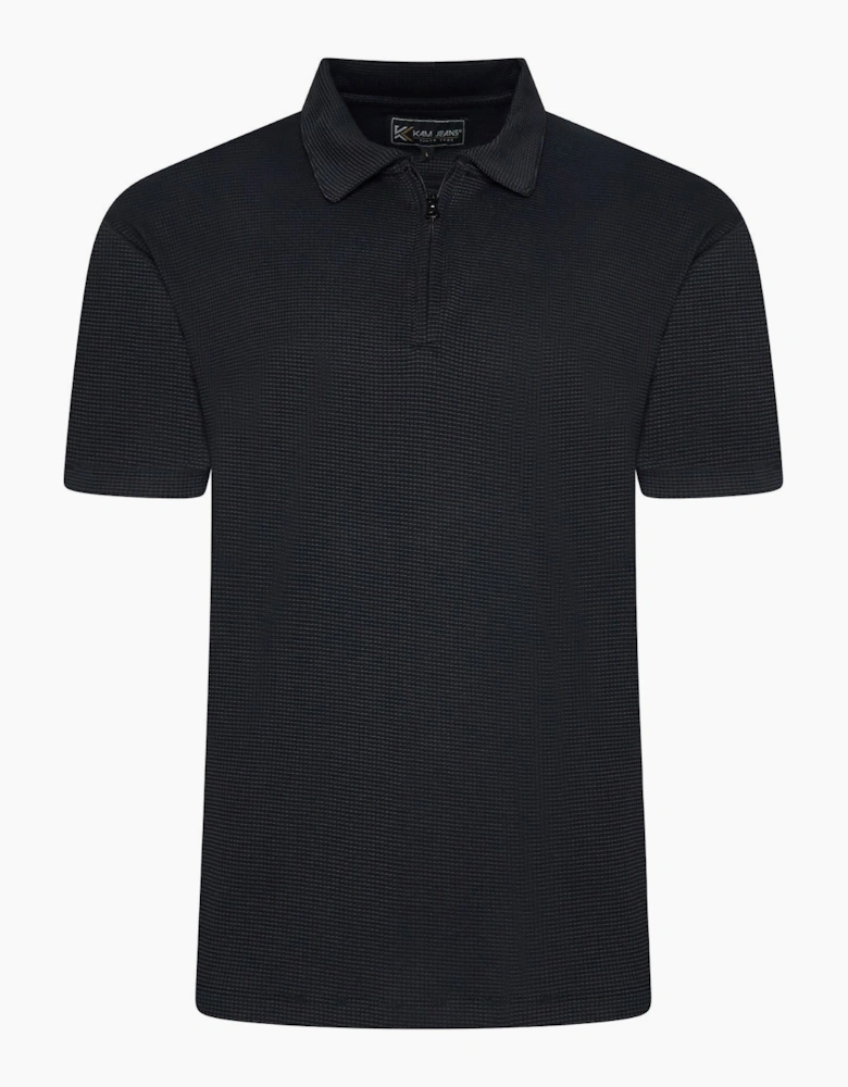Kam Mens Textured Zip Up  Big & Tall Short Sleeve Polo Shirt