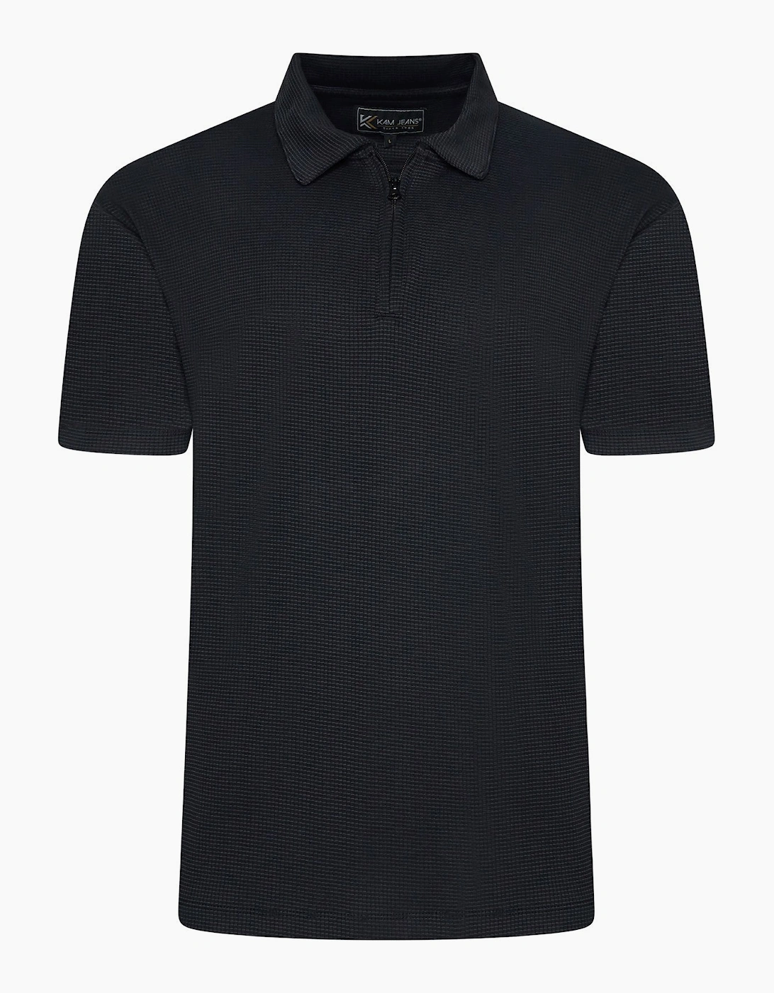 Kam Mens Textured Zip Up  Big & Tall Short Sleeve Polo Shirt
