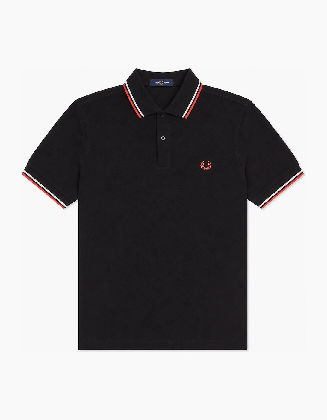 Fred Perry Twin Tipped Polo Shirt Black/Dusky Blue/Strawberry Cream, 4 of 3