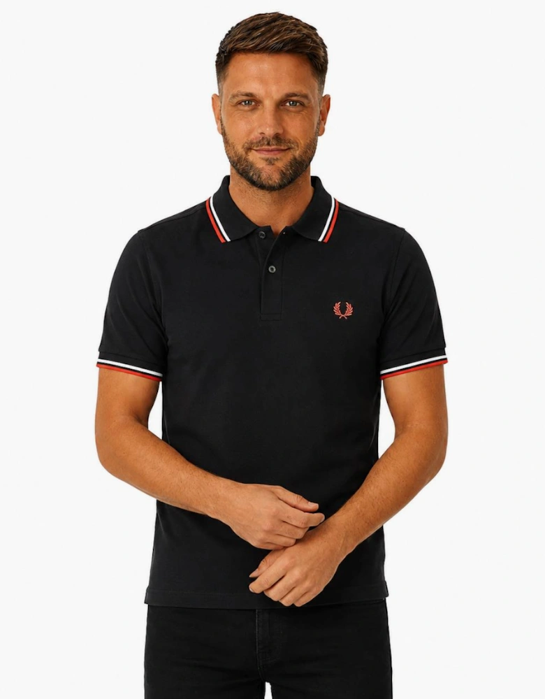 Fred Perry Twin Tipped Polo Shirt Black/Dusky Blue/Strawberry Cream