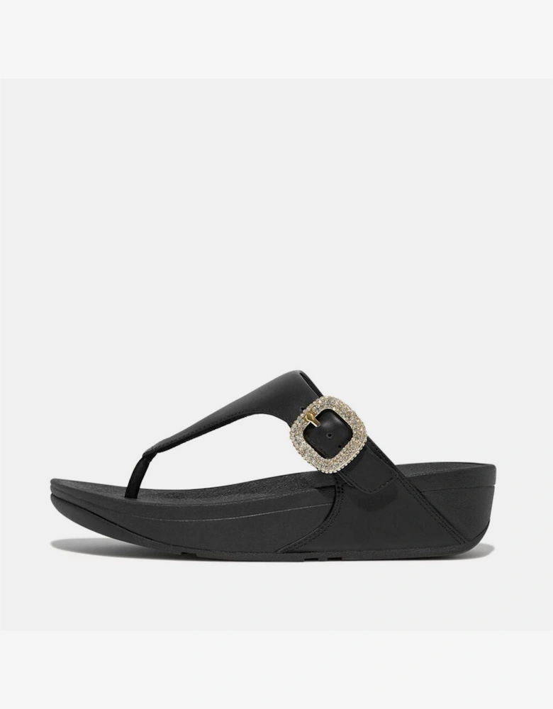 Crystal Buckle Leather Sandals
