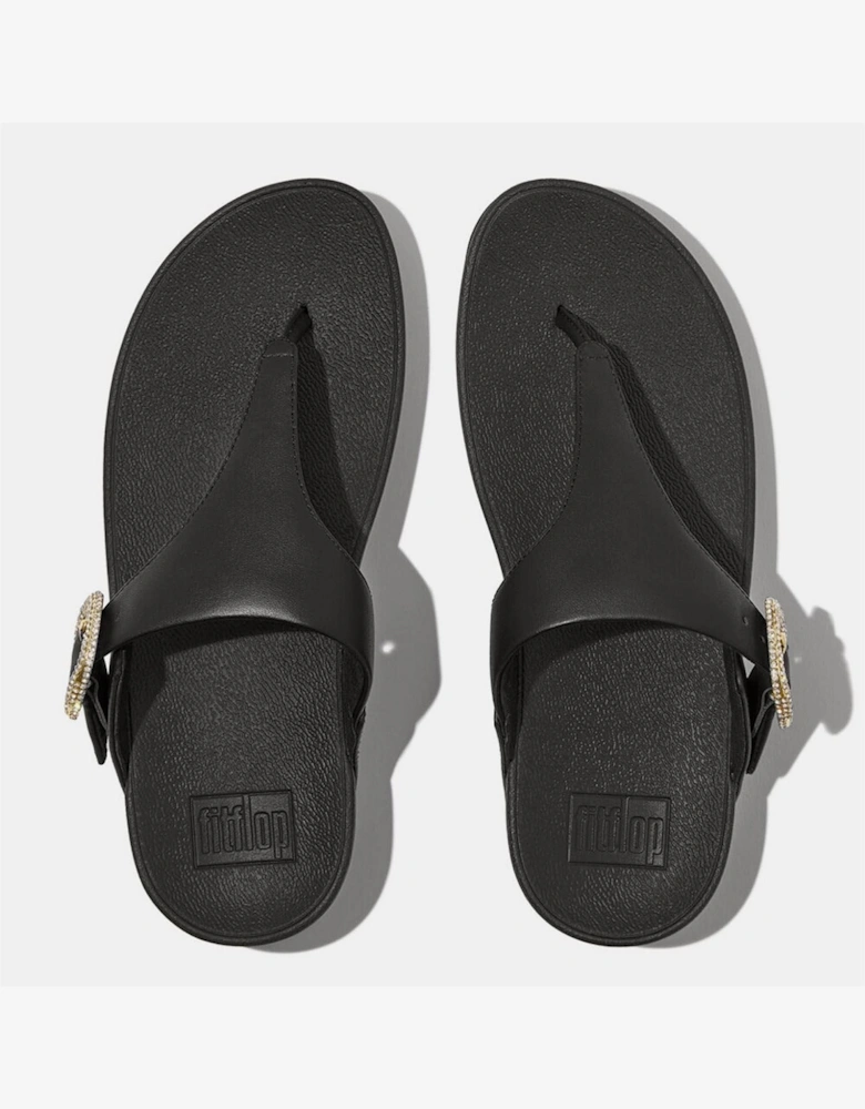 Crystal Buckle Leather Sandals
