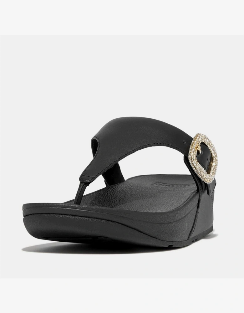 Crystal Buckle Leather Sandals