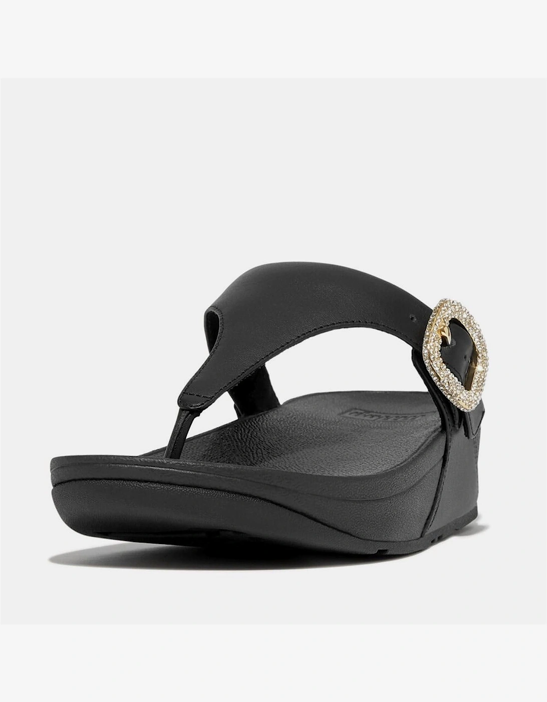 Crystal Buckle Leather Sandals