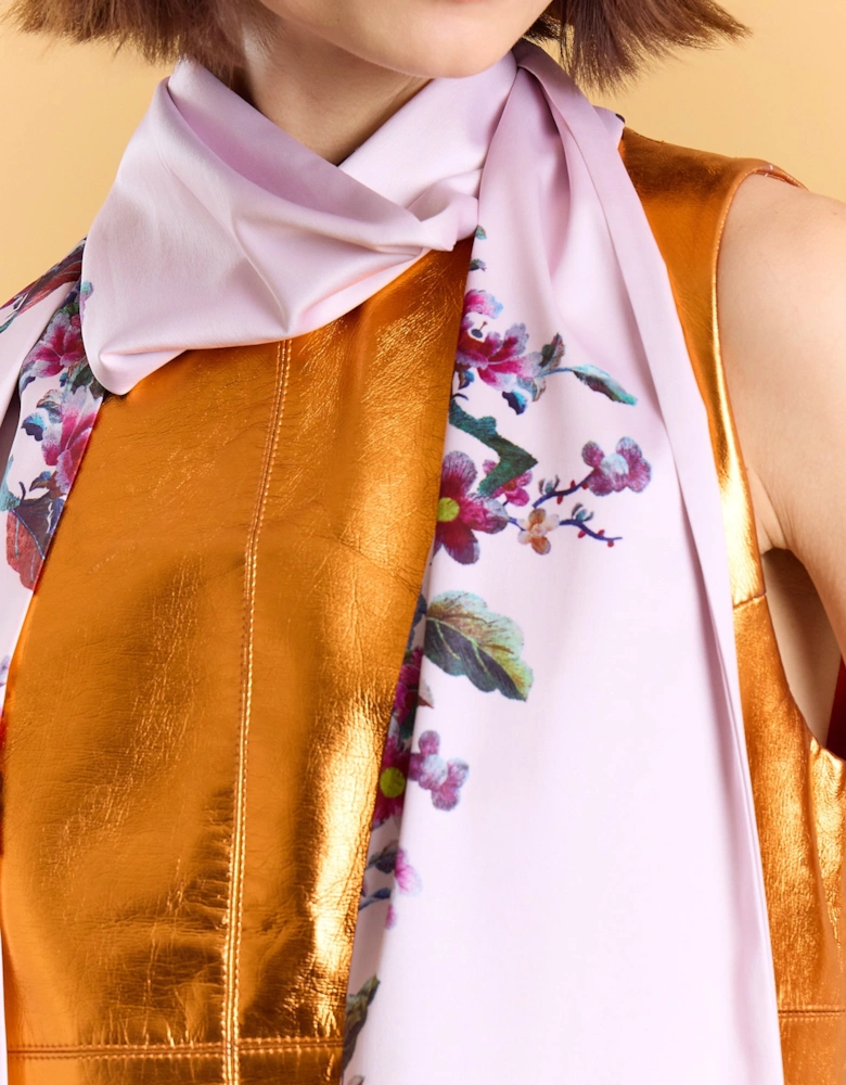 Pink Silk Pink Blend Floral Long Scarf