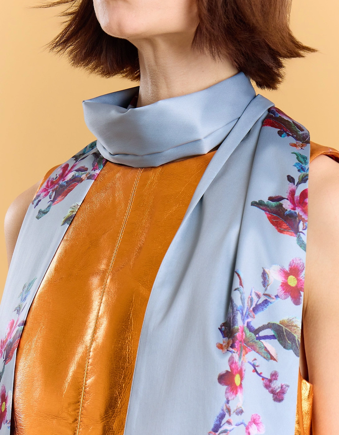 Silk Blend Grey Floral Long Scarf, 3 of 2