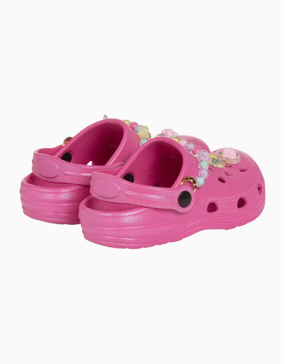 Girls Fuchsia Pink Gem Croc Sandals