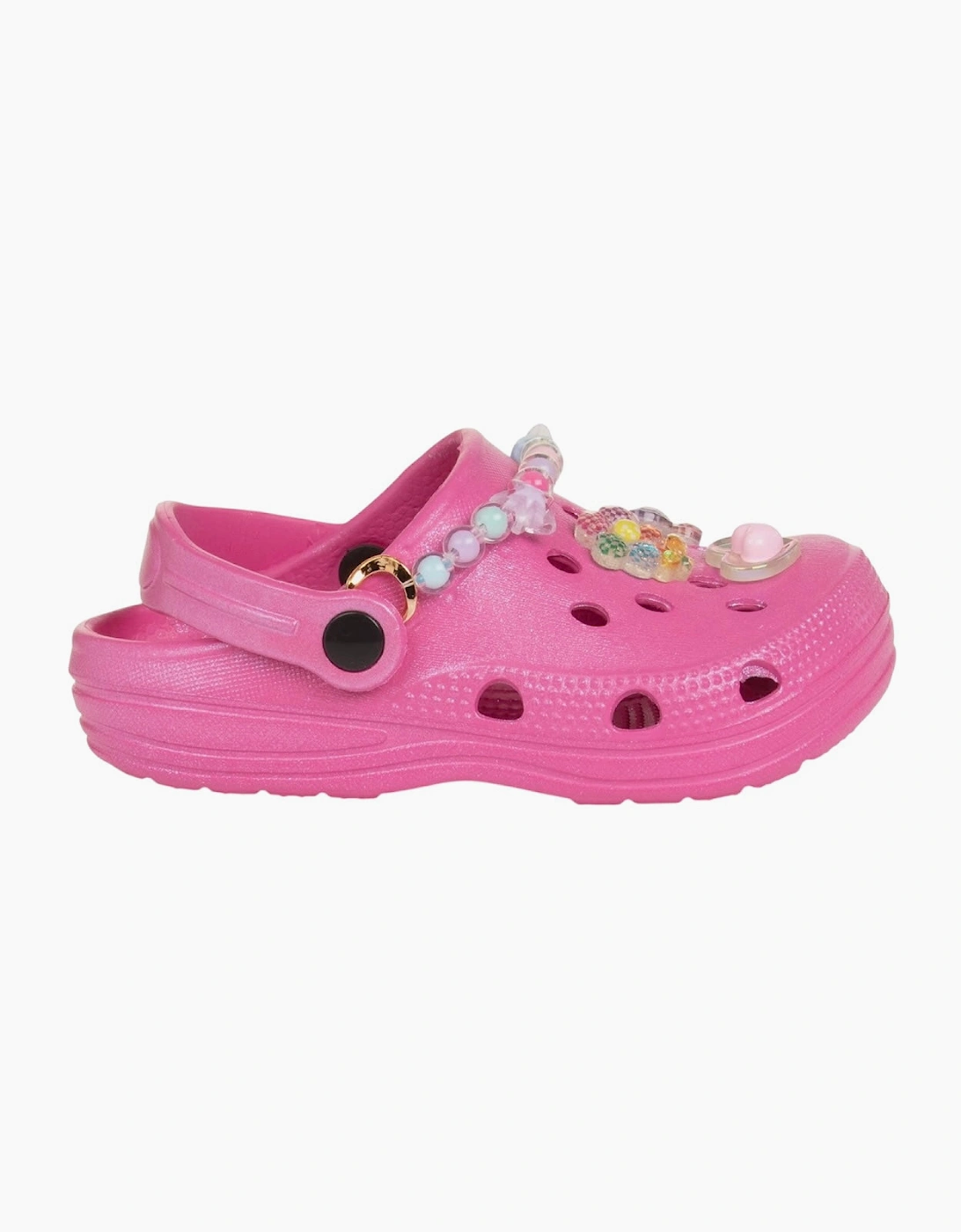 Girls Fuchsia Pink Gem Croc Sandals